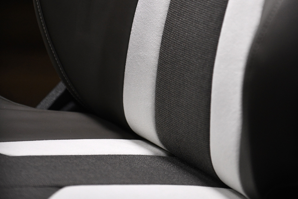 Black and white vehicle sustainable seating material